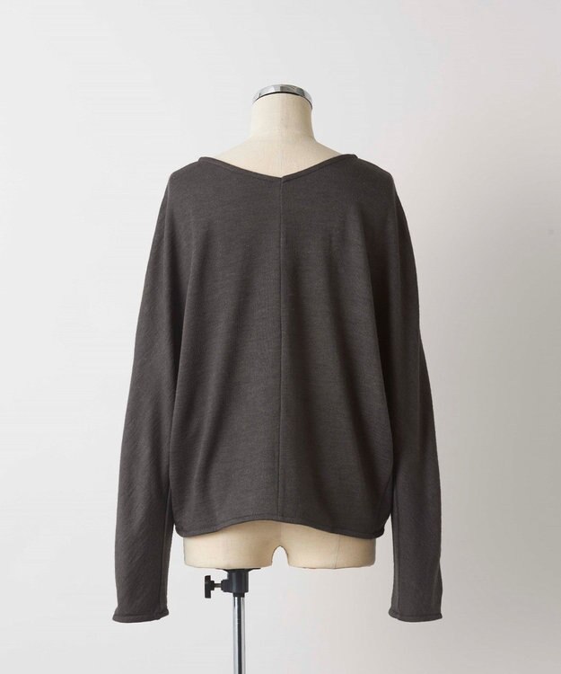 TOQUE 〈大草直子さんアドバイザー〉ロイヤルベビーアルパカ×タンギスコットン 裏毛 Vネックトップス チャコールグレー