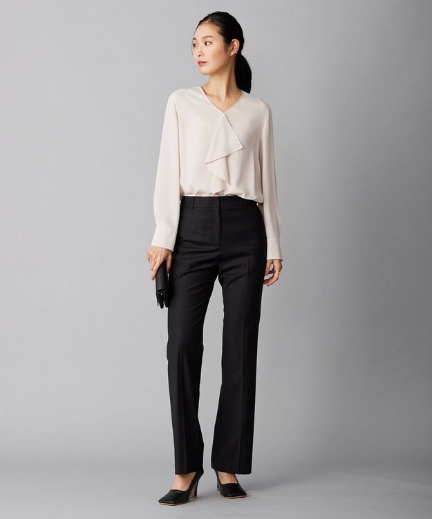 ICB 【洗える】BackSatinAmunzen フリルブラウス ピンク系