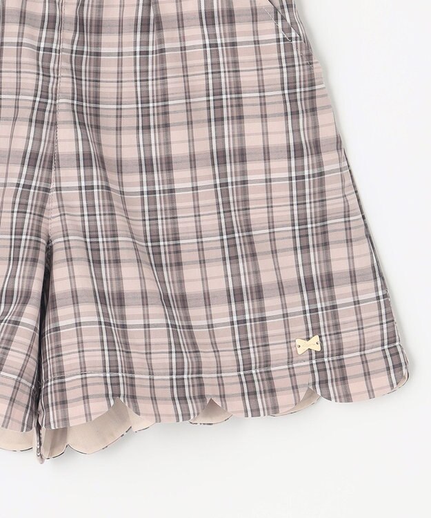 ANY KIDS 裾 スカラップ チェック パンツ ベージュ系チェック