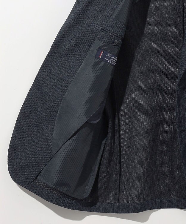 JOSEPH ABBOUD 【JAPANファブリック/清涼/軽量】和紙ラッセルジャージー ジャケット ネイビー系