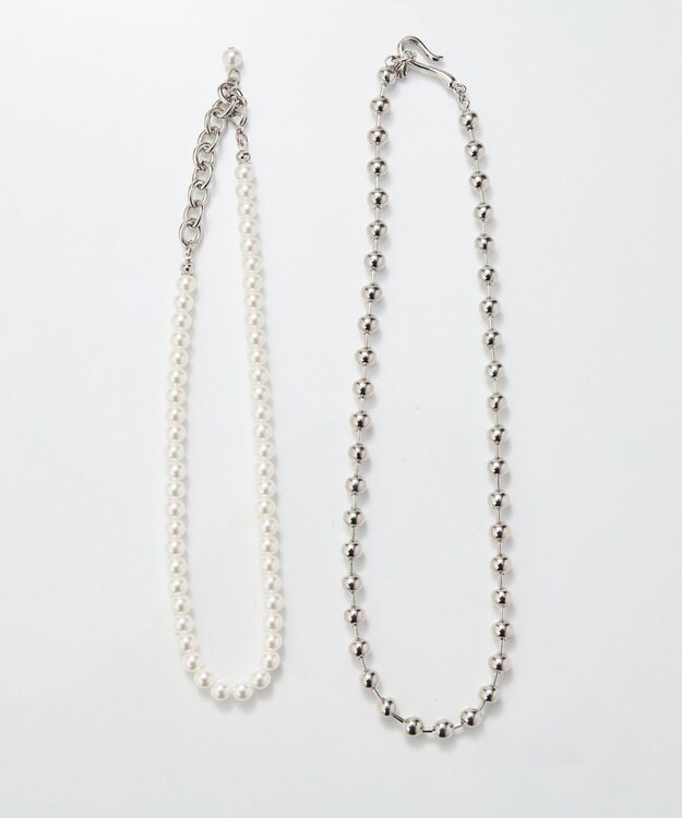 Phoebe マルチwayメタルボール×パールネックレス シルバー