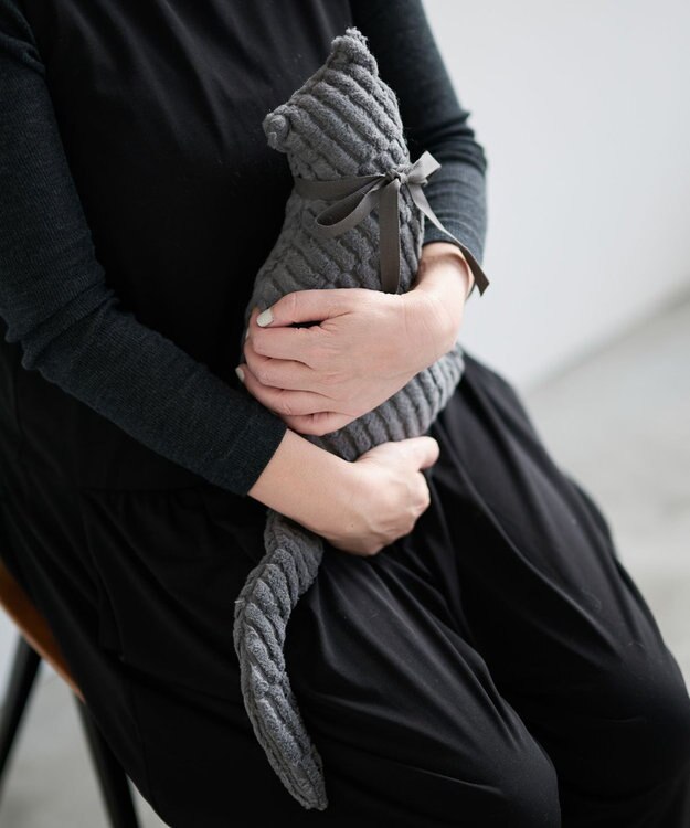 LOOM&SPOOL GRA綿毛布猫クッション グレー