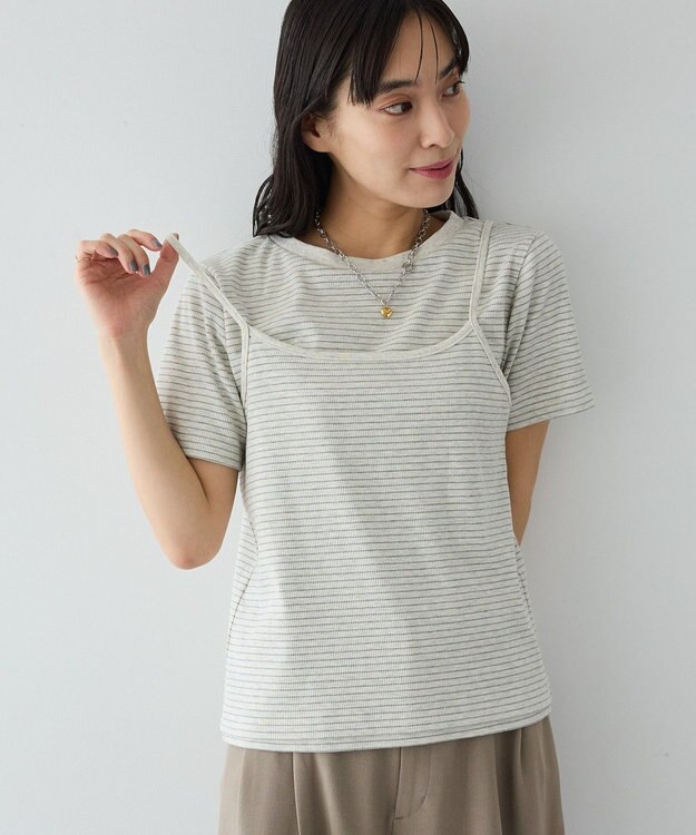 CRAFT STANDARD BOUTIQUE 2点セット/ボーダーキャミ+Tシャツ Light Gray