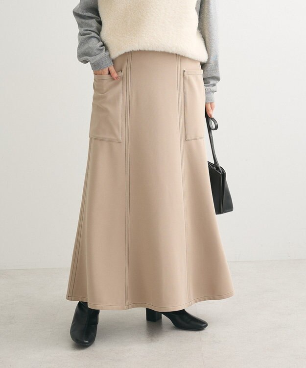 Green Parks ・ＥＬＥＮＣＡＲＥ　ＤＵＥ　カラーｓｔフレアスカート Beige