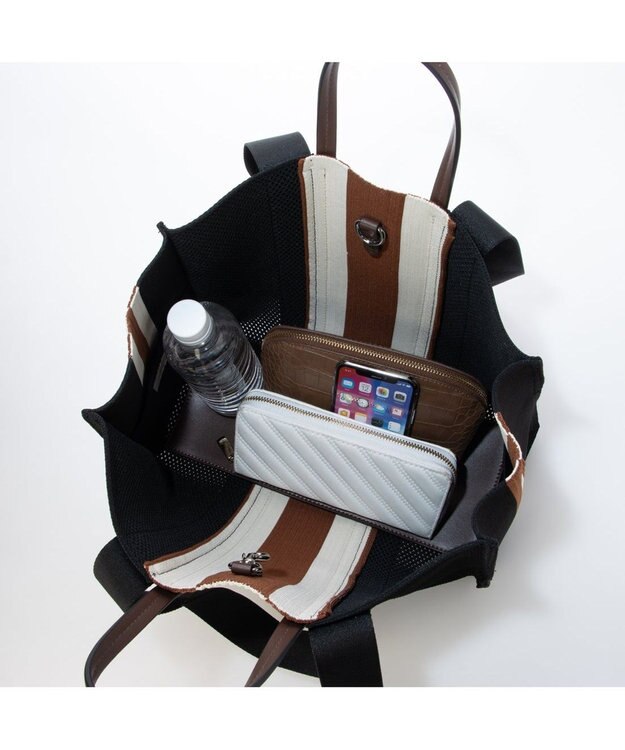 UNBILLION カシュカシュ cachecache / マルチカラーストライプ2wayスクエアトート ディー