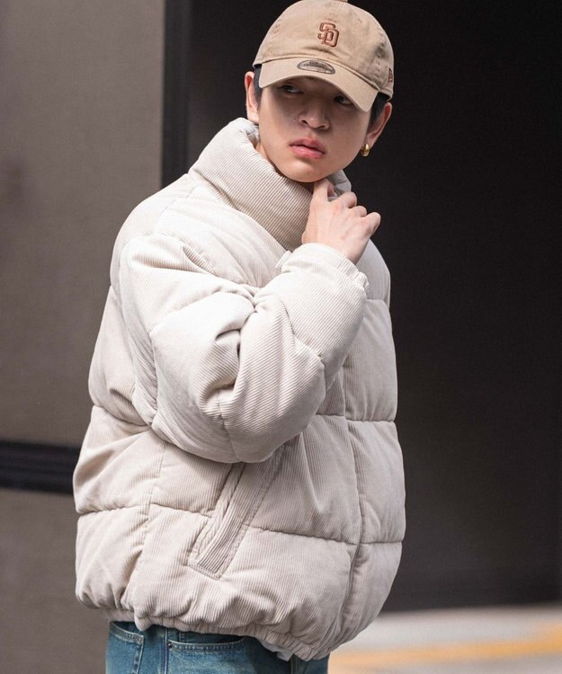 WEGO 【ユニセックス着用ITEM/MLサイズ展開】コーデュロイパファーブルゾン ライトベージュ