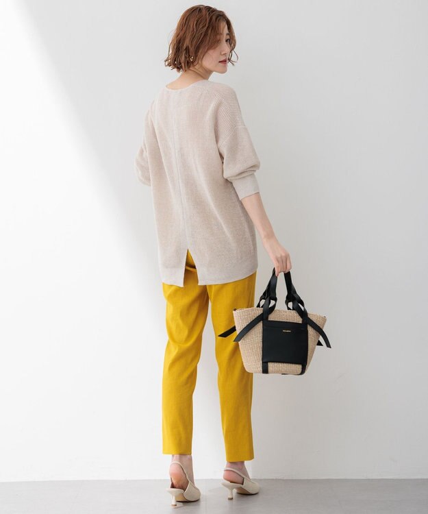 23区 【洗える】ピュアリネン Vネック ニット ベージュ系5