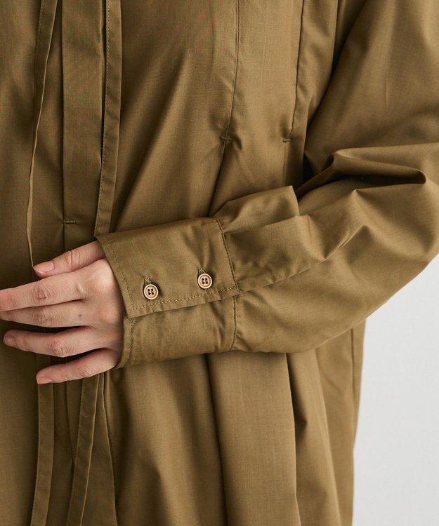 CRAFT STANDARD BOUTIQUE タイ付きタックシャツチュニック Khaki