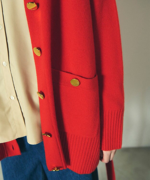 GRACE CONTINENTAL メリノウールニットカーディガン レッド