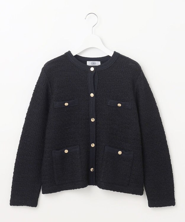 J.PRESS LADIES L 【洗える】TWEEDY ニット ジャケット ブラック系5