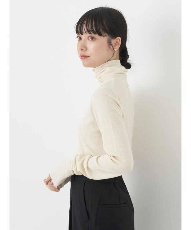 earth music&ecology ＴＲウールブレンドタートルネックプルオーバー Ivory
