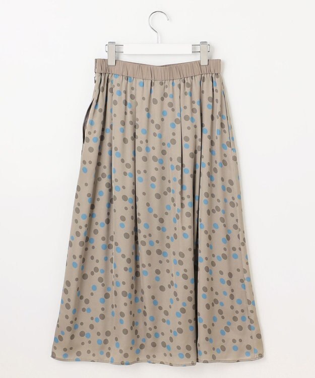 自由区 L マルチポルカドットプリント スカート モカベース