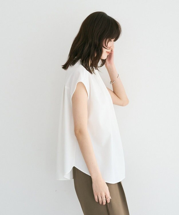 YECCA VECCA パールタックフレンチスリーブブラウス Off White