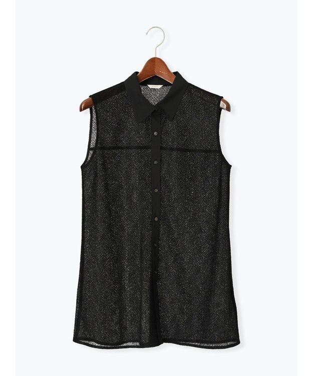 Te chichi クレープメッシュノースリーブシャツ（セットアップ可） ブラック