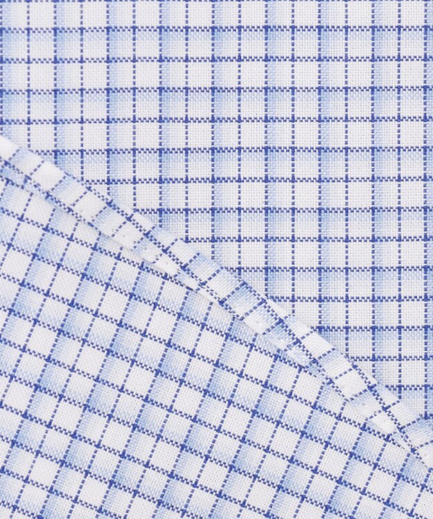 J.PRESS MEN 【EXTRA COMFORT / 形態安定・ストレッチ・抗菌防臭・速乾】ピンオックス ファンシーチェック 半袖シャツ/B.D. サックスブルー系3