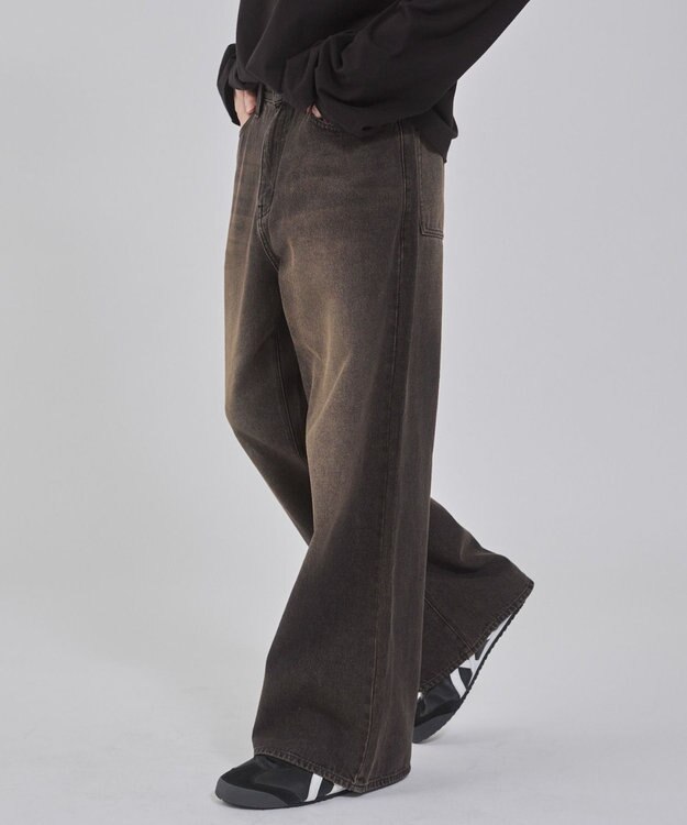 WEGO 【ユニセックス着用ITEM/ウエスト調整可】フレアデニムパンツ デニムブラックソノタ