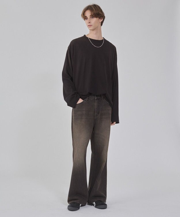 WEGO 【ユニセックス着用ITEM/ウエスト調整可】フレアデニムパンツ デニムブラックソノタ