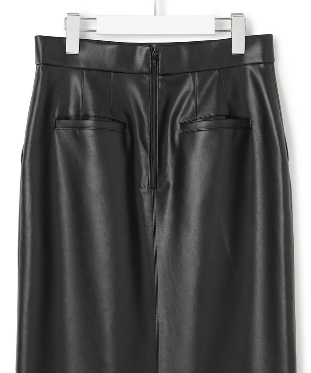 ICB L 【洗える】フェイクレザー ナロースカート ブラック系