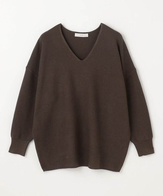 ANY 【洗濯機可】Ｖネックラメガーターニット ブラウン