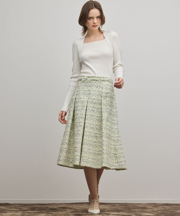 GRACE CONTINENTAL ミックスツイードスカート イエロー