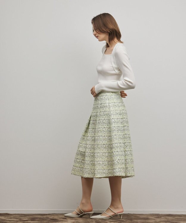 GRACE CONTINENTAL ミックスツイードスカート イエロー