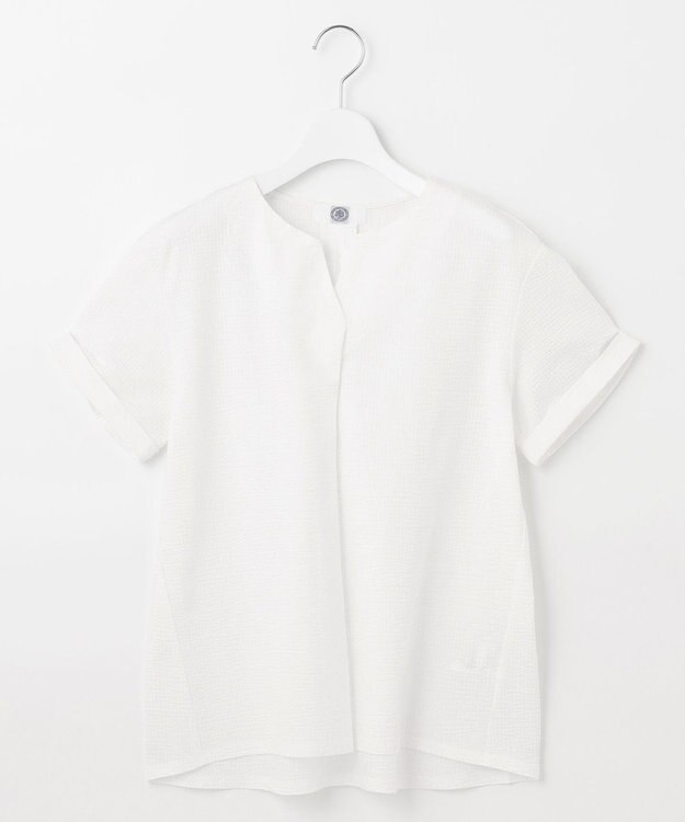 J.PRESS LADIES L 【WEB限定カラーあり・抗菌消臭・吸水速乾】サッカージャージー キーネック カットソー ホワイト系