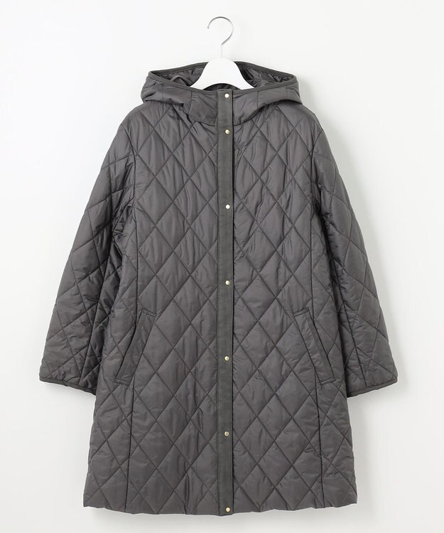 J.PRESS LADIES L 【WEB限定カラーあり・洗える】コンパクトタフタキルティング フーデッド コート スレート系