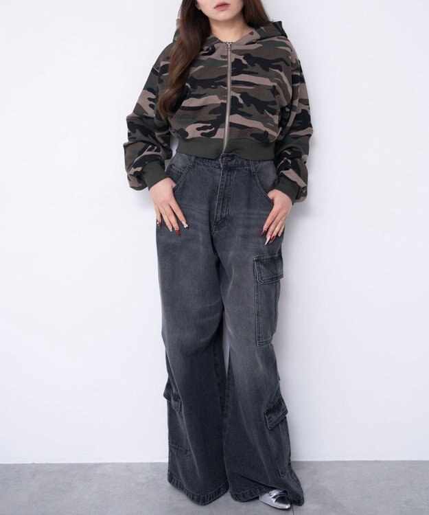 WEGO ショートZIPパーカー 柄1