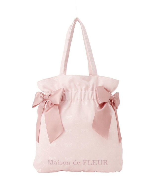 Maison de FLEUR リボンジャカードダブルリボントートバッグ Pink