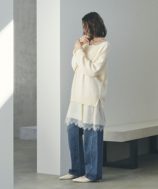 YECCA VECCA レースサテンキャミチュニック Ivory