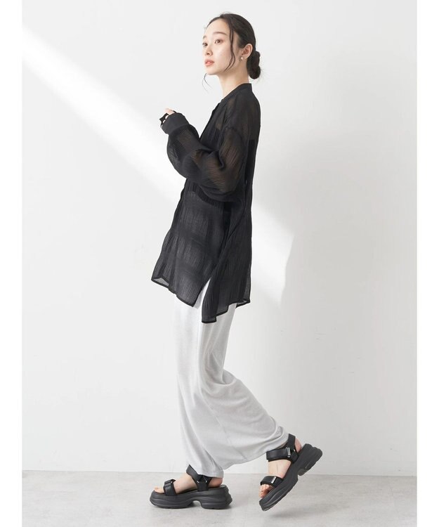 earth music&ecology クシュクシュシアーシャツ Black