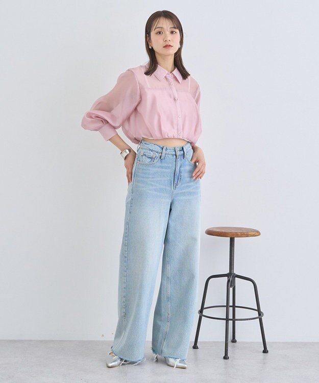 earth music&ecology バルーンシアーショートシャツ Pink