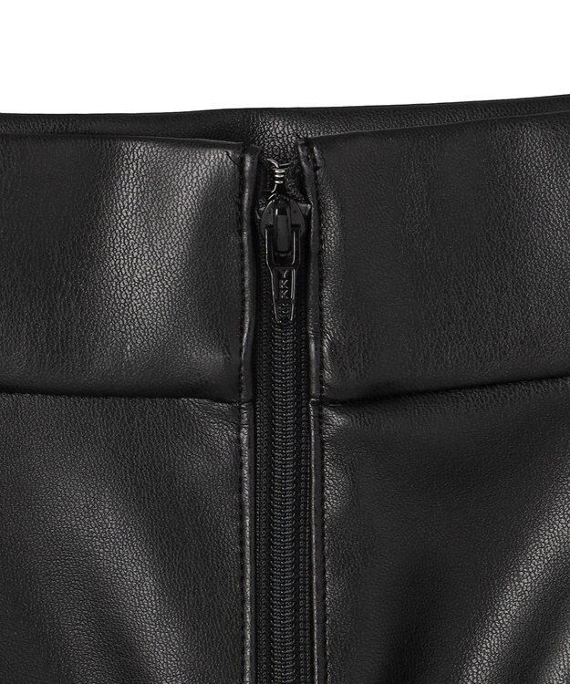 ICB L 【洗える】フェイクレザー ナロースカート ブラック系