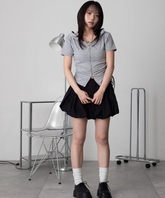 WEGO 半袖ドロストWジップパーカー 柄2
