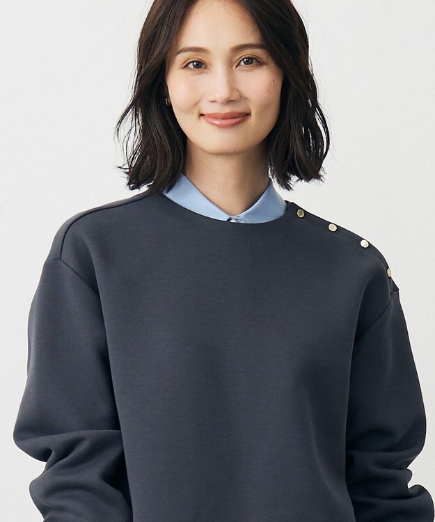 J.PRESS LADIES パールボタン デコカラー 付け襟 サックス系