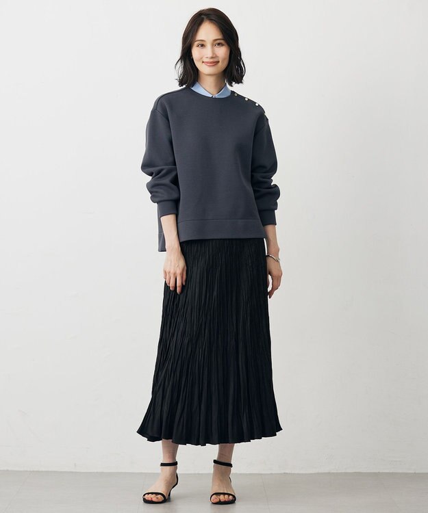 J.PRESS LADIES パールボタン デコカラー 付け襟 サックス系