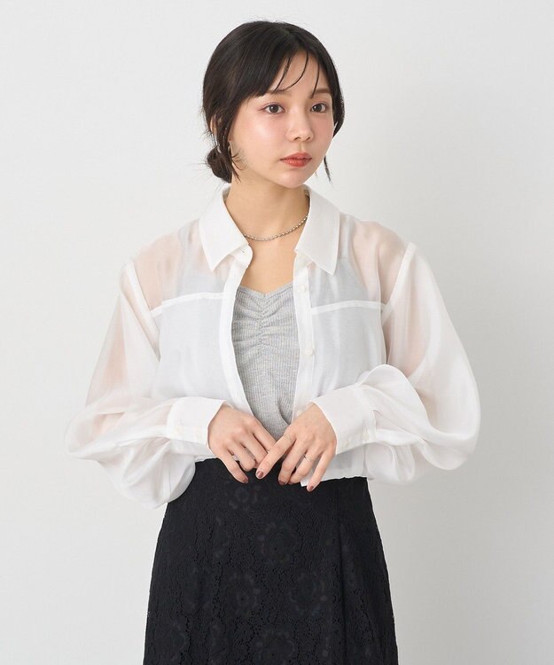 earth music&ecology バルーンシアーショートシャツ Off White