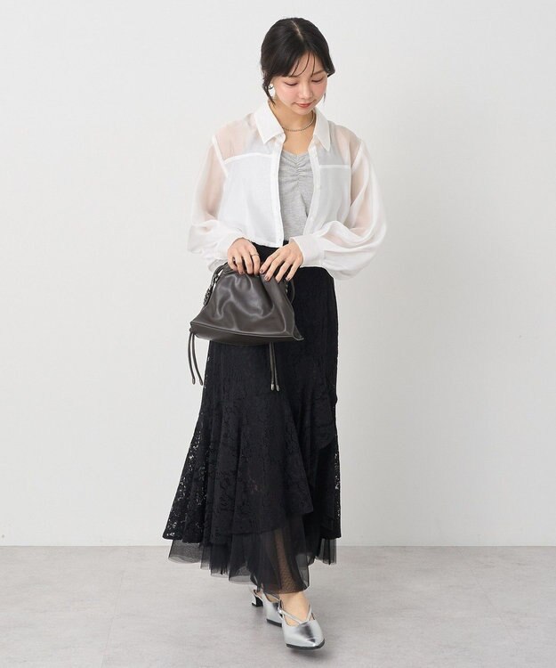 earth music&ecology バルーンシアーショートシャツ Off White