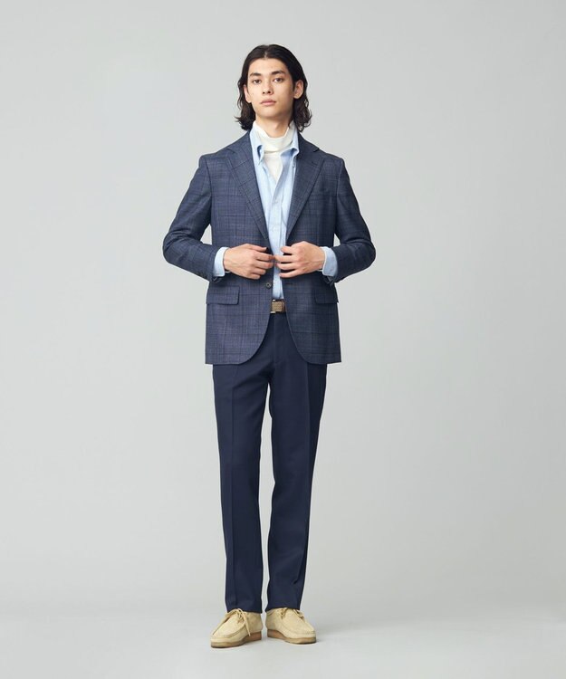 J.PRESS MEN 【ソフトタッチツイスト】ミスティックチェック ジャケット ダルブルー系4