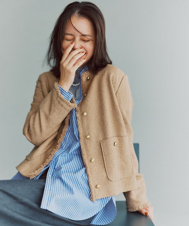 自由区 L 【SHIHOさん着用】ブライトリングツイード ジャケット [新色]ベージュ