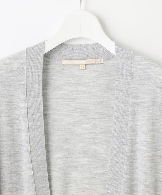 自由区 L 【洗える】CARIAGGI スーパーエクストラファインメリノ ニットカーディガン ライトグレー系
