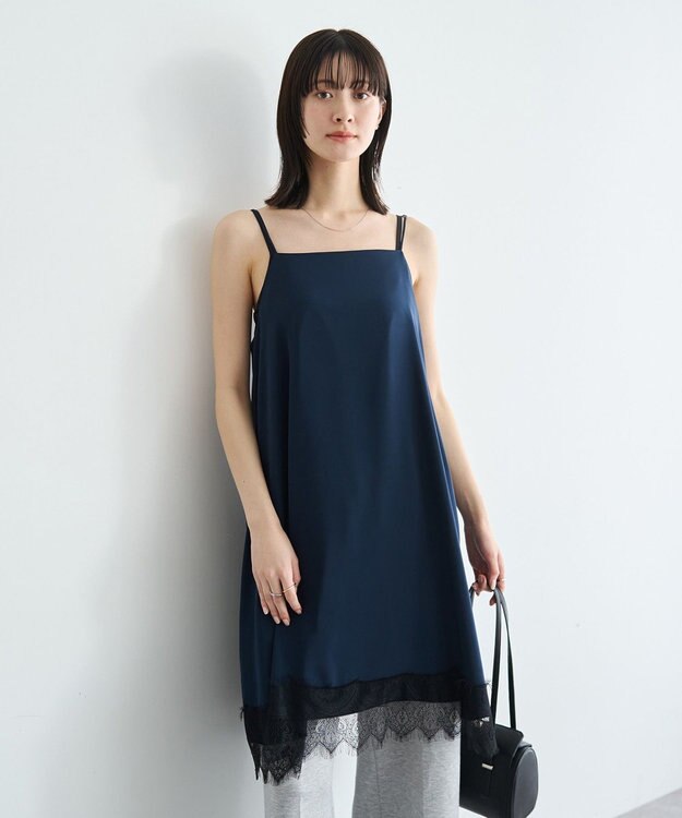 YECCA VECCA レースサテンキャミチュニック Navy