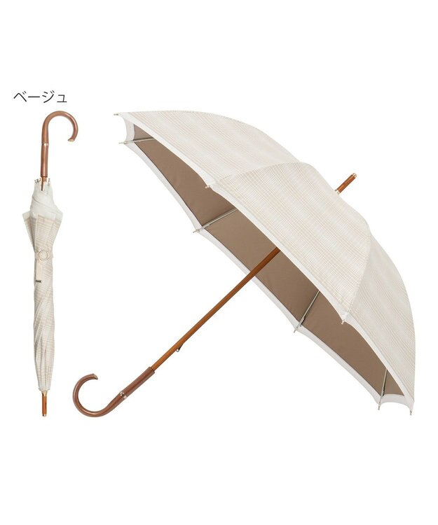 MOONBAT GRACY(グレイシー) 晴雨兼用日傘 長傘 T/C Neo classic check ベージュ