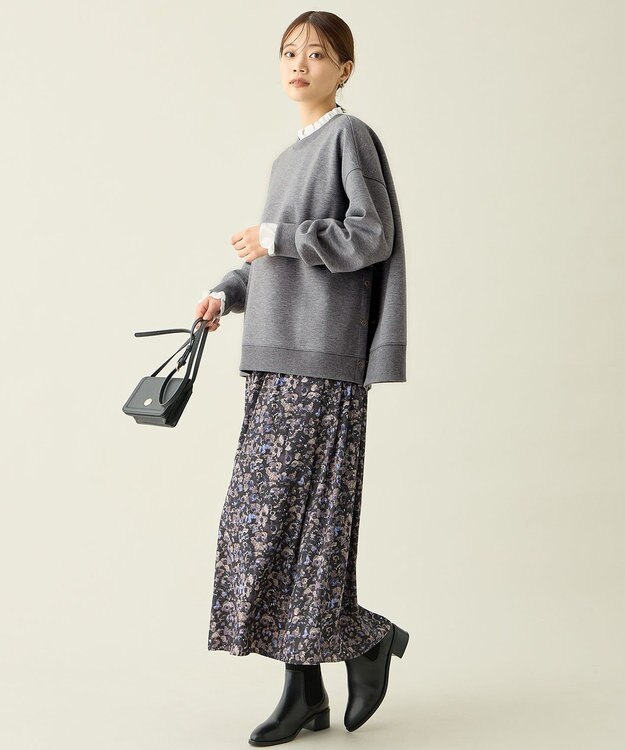 ANY サイドドットダンボールトレーナー グレー