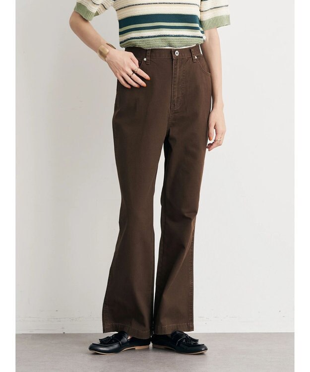 earth music&ecology カラーフレアパンツ Dark Brown