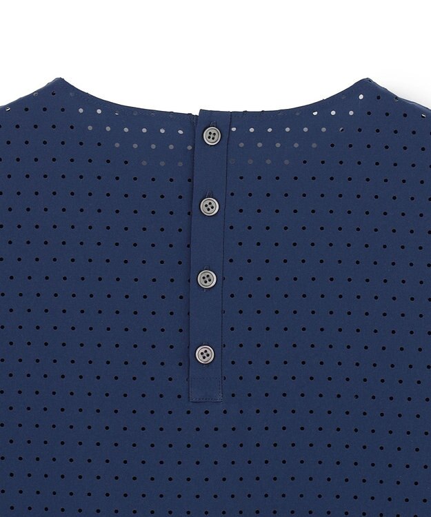 UNFILO L 【セットアップ着用可】FINE MOVE パンチング ドットブラウス ダークブルー