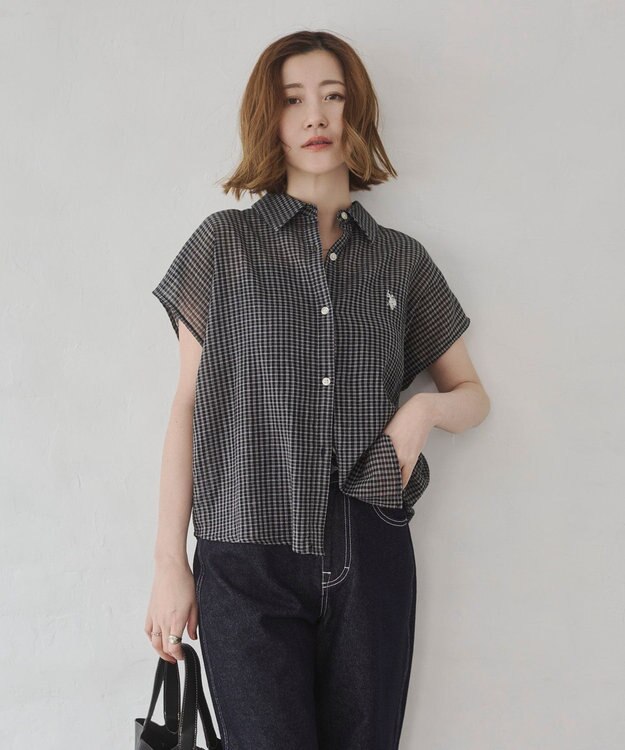 WEGO U.S. POLO ASSN.別注 フレンチスリーブシャツ ブラック