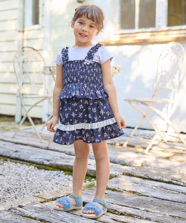 ANY KIDS チュールフリル サンダル サックスブルー