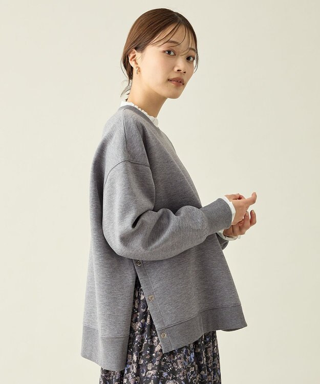 ANY L サイドドットダンボールトレーナー グレー