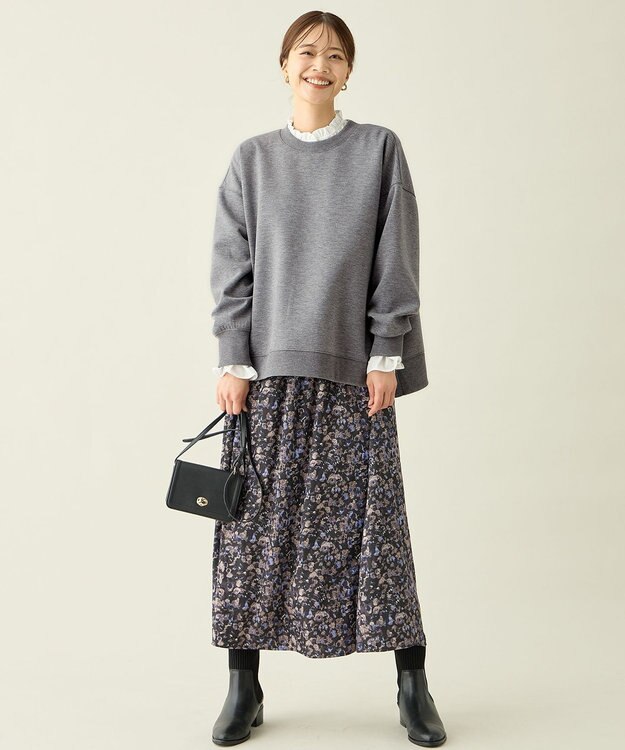 ANY サイドドットダンボールトレーナー グレー